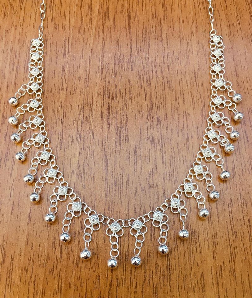 GÜMÜŞ KİŞNİŞ TEK SIRA TOPLU KOLYE