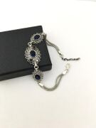 GÜMÜŞ KÖK SAFİR TAŞLI TELKARİ BİLEKLİK