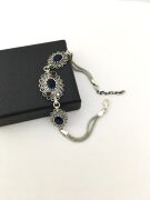 GÜMÜŞ KÖK SAFİR TAŞLI TELKARİ BİLEKLİK