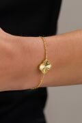 Gümüş Altın Gold Kaplama Yonca Çiçek Lazer İşlemeli Taşsız Bileklik