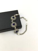 GÜMÜŞ KÖK SAFİR TAŞLI TELKARİ BİLEKLİK