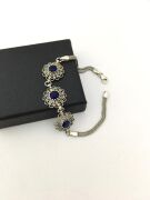 GÜMÜŞ KÖK SAFİR TAŞLI TELKARİ BİLEKLİK