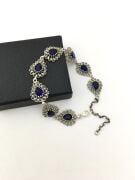 GÜMÜŞ KÖK SAFİR TAŞLI TELKARİ BİLEKLİK