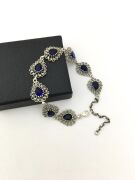 GÜMÜŞ KÖK SAFİR TAŞLI TELKARİ BİLEKLİK