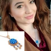 925 GÜMÜŞ ROSE TELKARİ İŞLEME SÜRYANİ NAZARLIĞI KOLYE