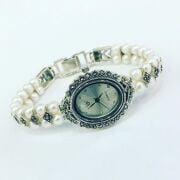 GÜMÜŞ MARKAZİT TAŞLI VE İNCİLİ SAAT