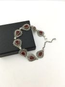 GÜMÜŞ KÖK YAKUT TAŞLI TELKARİ BİLEKLİK