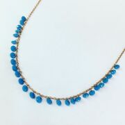 GÜMÜŞ ROSE BRONZ RENK TURKUAZ TAŞLI  KOLYE