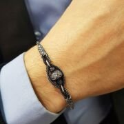 1000 ayar gümüş kazaziye el  işi erkek bilekliği