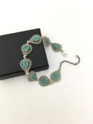 GÜMÜŞ TURKUAZ TAŞLI DAMLA TELKARİ BİLEKLİK