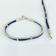 GÜMÜŞ MAVİ BEYAZ KAZAZİYE EL İŞİ UNİSEX (ERKEK-KADIN) BİLEKLİK