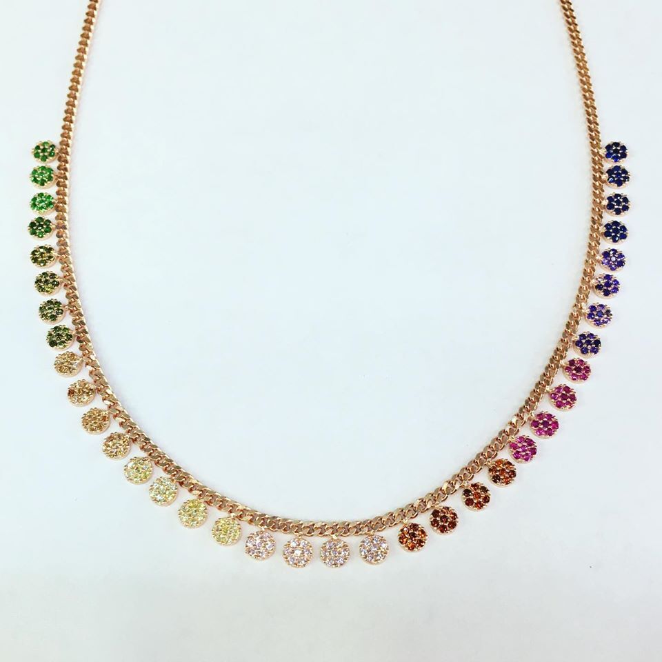 GÜMÜŞ ROSE BRONZ RENKLİ ZİRKON TAŞLI  KOLYE