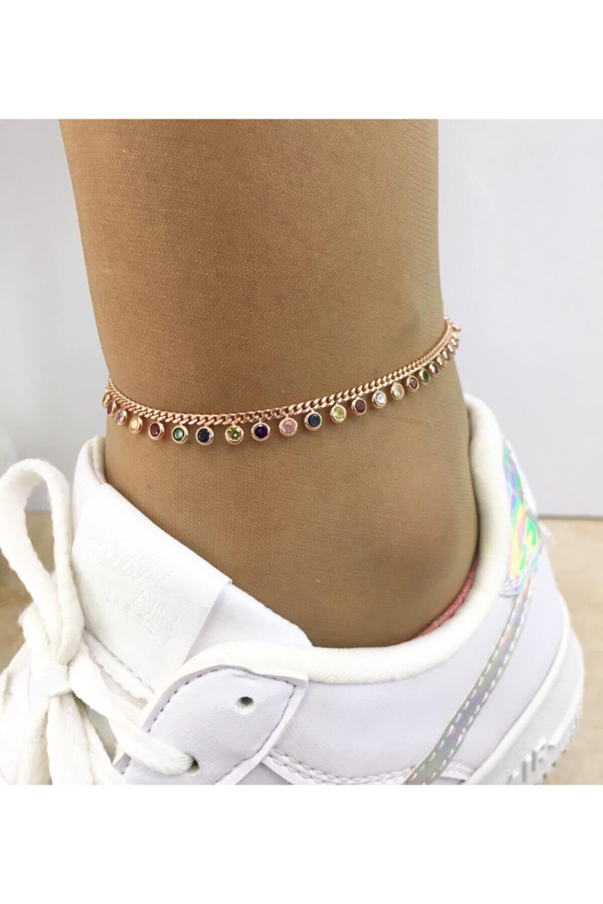 GÜMÜŞ ROSE BRONZ RENKLİ ZİRKON TAŞLI HALHAL