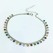 GÜMÜŞ SIRALI RENKLİ ZİRKON TAŞLI HALHAL