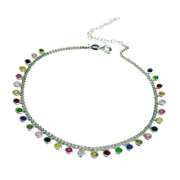 GÜMÜŞ SIRALI RENKLİ ZİRKON TAŞLI HALHAL