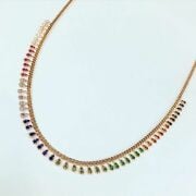 GÜMÜŞ ROSE BRONZ RENKLİ ZİRKON TAŞLI KOLYE