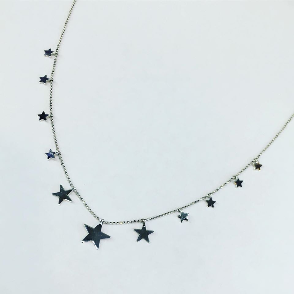 GÜMÜŞ SIRALI  YILDIZ KOLYE