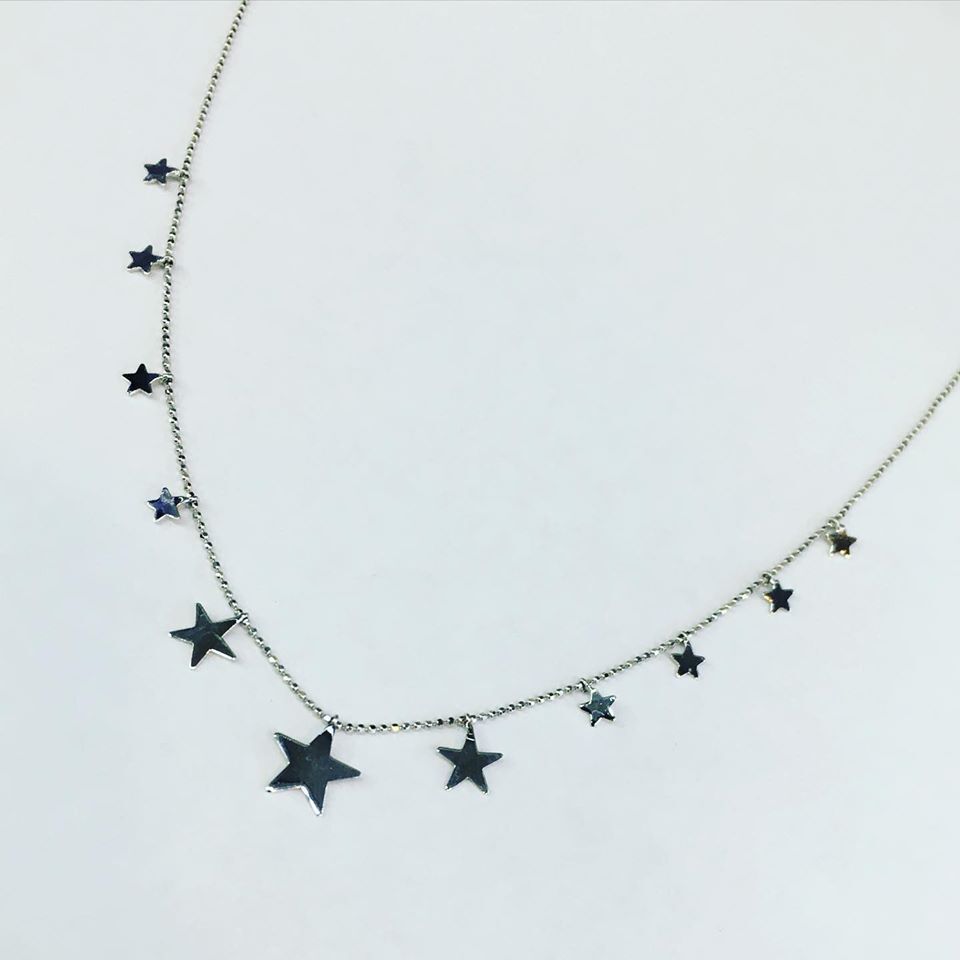 GÜMÜŞ SIRALI  YILDIZ KOLYE