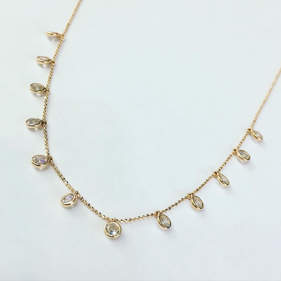 GÜMÜŞ ROSE BRONZ RENK ZİRKON TAŞLI SIRALI KOLYE