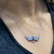 925 AYAR GÜMÜŞ TEK TAŞ MELEK KANADI KOLYE