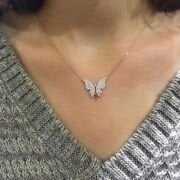 925 AYAR GÜMÜŞ ROSE KELEBEK KOLYE