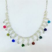 GÜMÜŞ RENKLİ TAŞLI TEK SIRA KİŞNİŞ KOLYE