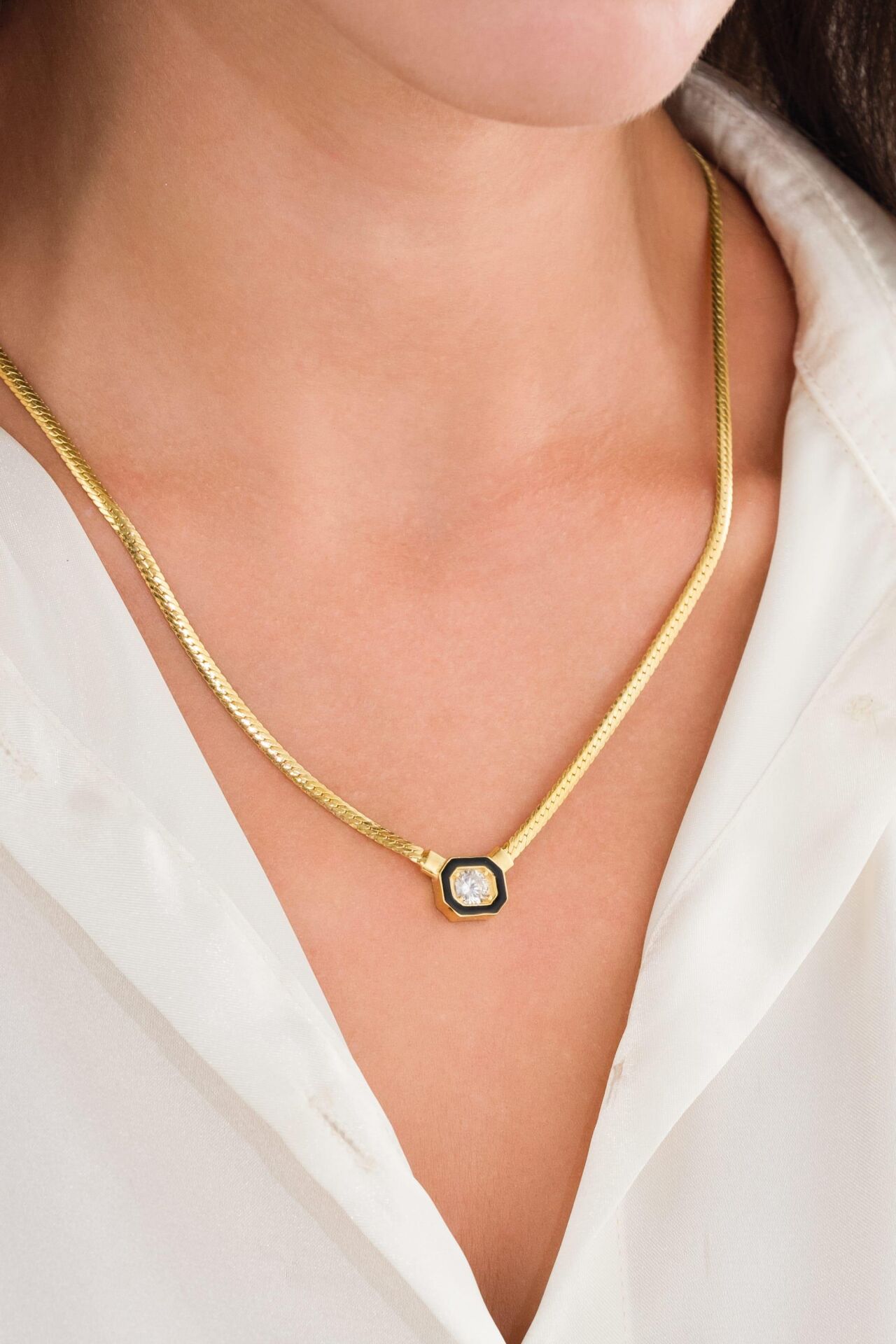 Gümüş Altın Gold Kaplama Serenay Leyla Model Hasır Yılan Zincir Kolye