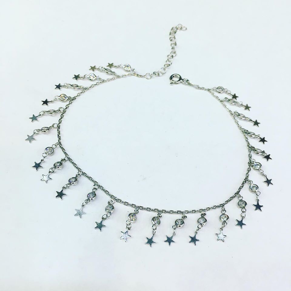 925 AYAR GÜMÜŞ ZİRKON TAŞLI YILDIZ HALHAL