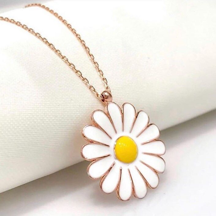 925 Ayar Gümüş Rose Papatya Kolye