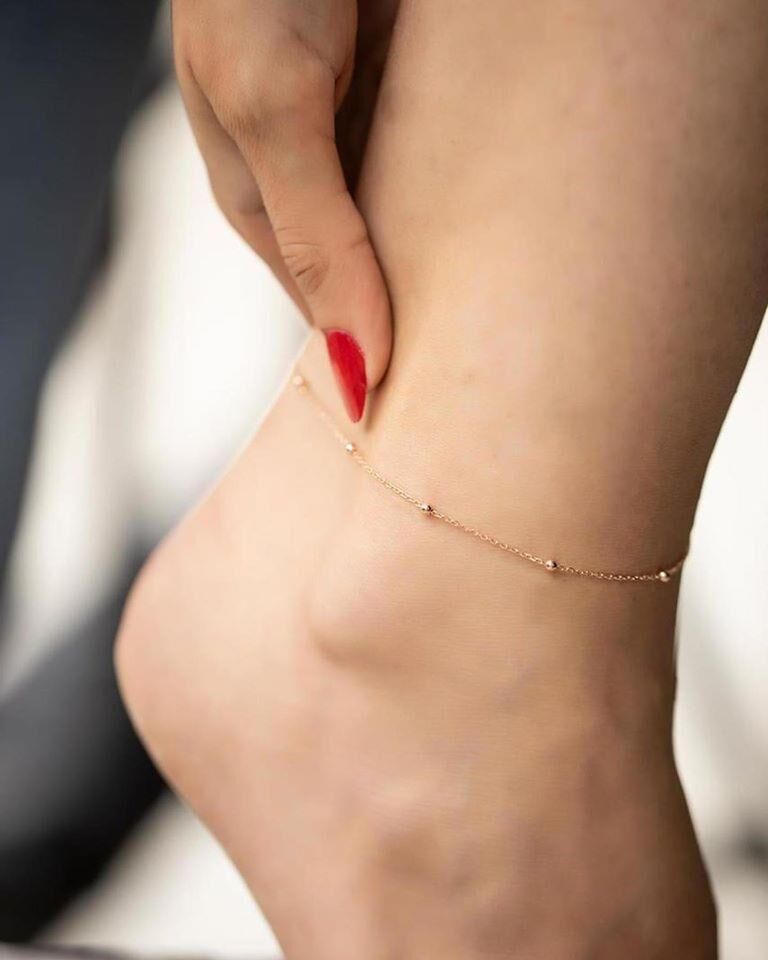 Toplu Zincir Model Rose Kaplama Gümüş Halhal