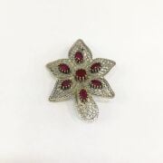 925 Ayar Gümüş Telkari Kök Yakut Taşlı Broş