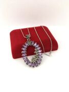 GÜMÜŞ AMETİST VE MARKAZİT TAŞLI KOLYE