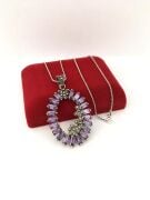 GÜMÜŞ AMETİST VE MARKAZİT TAŞLI KOLYE