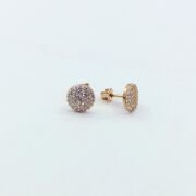 GÜMÜŞ ROSE BRONZ RENK ZİRKON TAŞLI YUVARLAK MİNİK KÜPE