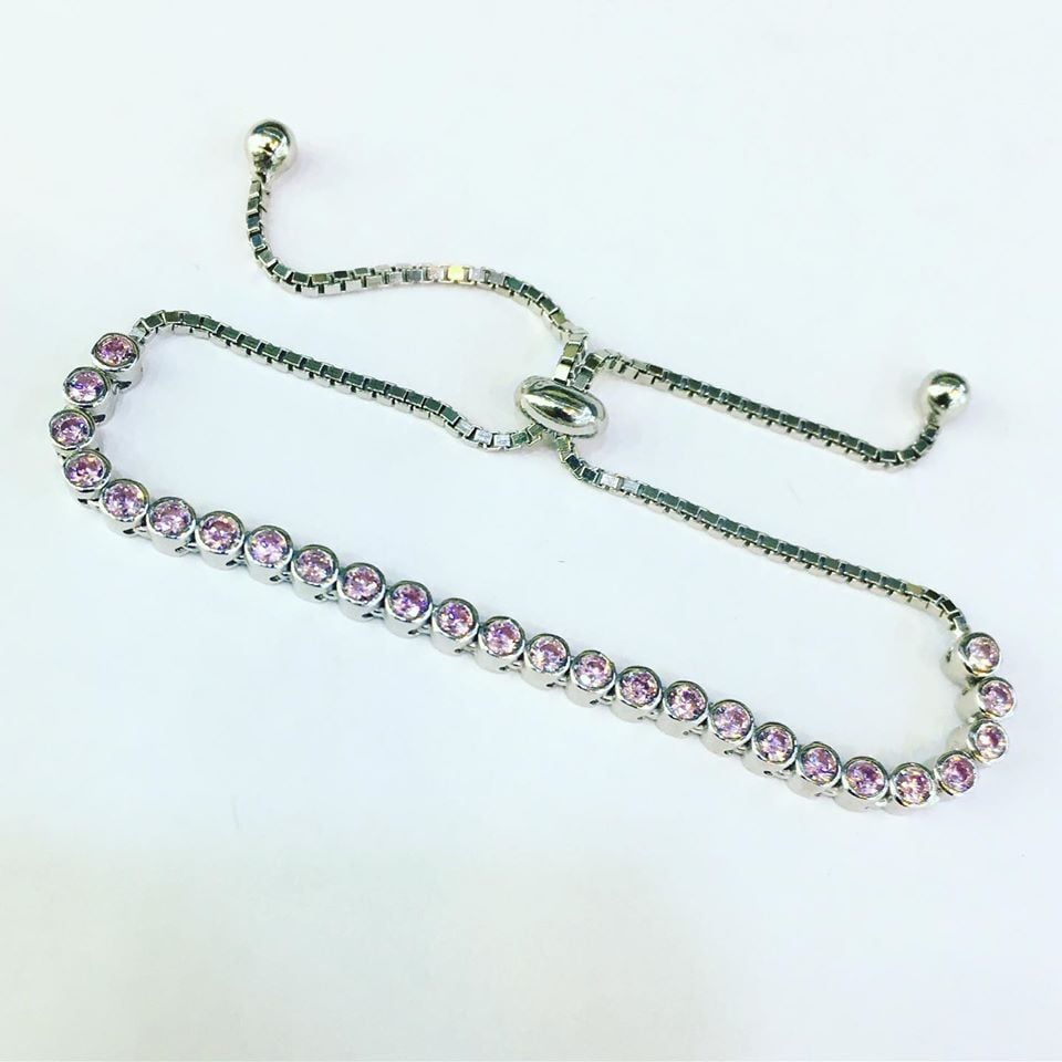 GÜMÜŞ PEMBE ZİRKON TAŞLI SU YOLU BİLEKLİK