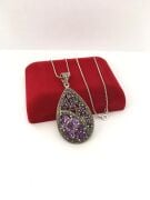 GÜMÜŞ MARKAZİT VE AMETİST TAŞLI KOLYE