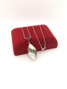 GÜMÜŞ SEDEF  VE MARKAZİT TAŞLI KOLYE