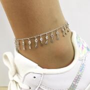 Zirkon Taşlı Üçgen Pullu Gümüş Halhal