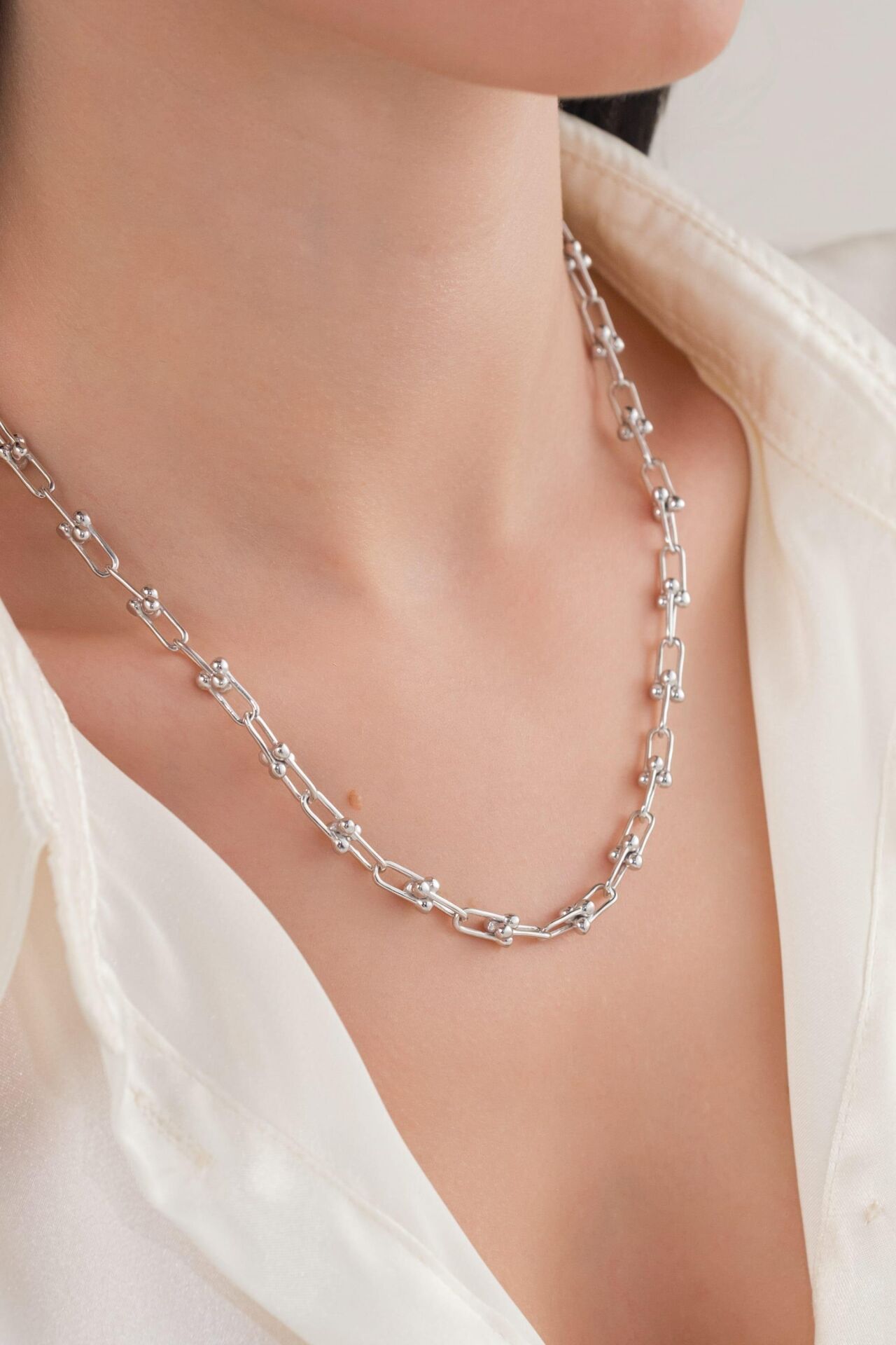 4.5 MM GÜMÜŞ ATAÇ TOPLU RODYUMLU SADE ZİNCİR KOLYE