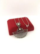 GÜMÜŞ MARKAZİT VE KÖK YEŞİM TAŞLI KOLYE