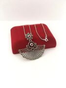 GÜMÜŞ KÖK YAKUT VE MARKAZİT TAŞLI KOLYE