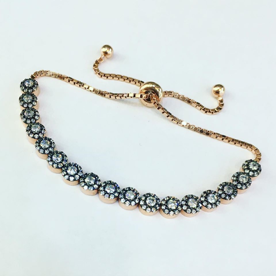 GÜMÜŞ ROSE PIRLANTA MONTÜRLÜ ASANSÖRLÜ BİLEKLİK