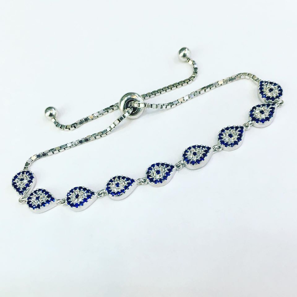 GÜMÜŞ NAZAR BONCUKLU DAMLA BİLEKLİK