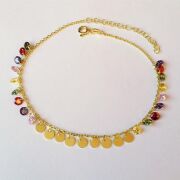 ALTIN KAPLAMA RENKLİ ZİRKON TAŞLI PULLU GÜMÜŞ HALHAL