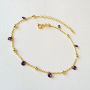 ALTIN KAPLAMA MOR TAŞLI GÜMÜŞ HALHAL