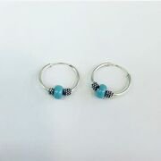 GÜMÜŞ TURKUAZ TAŞLI MİNİK HALKA KÜPE