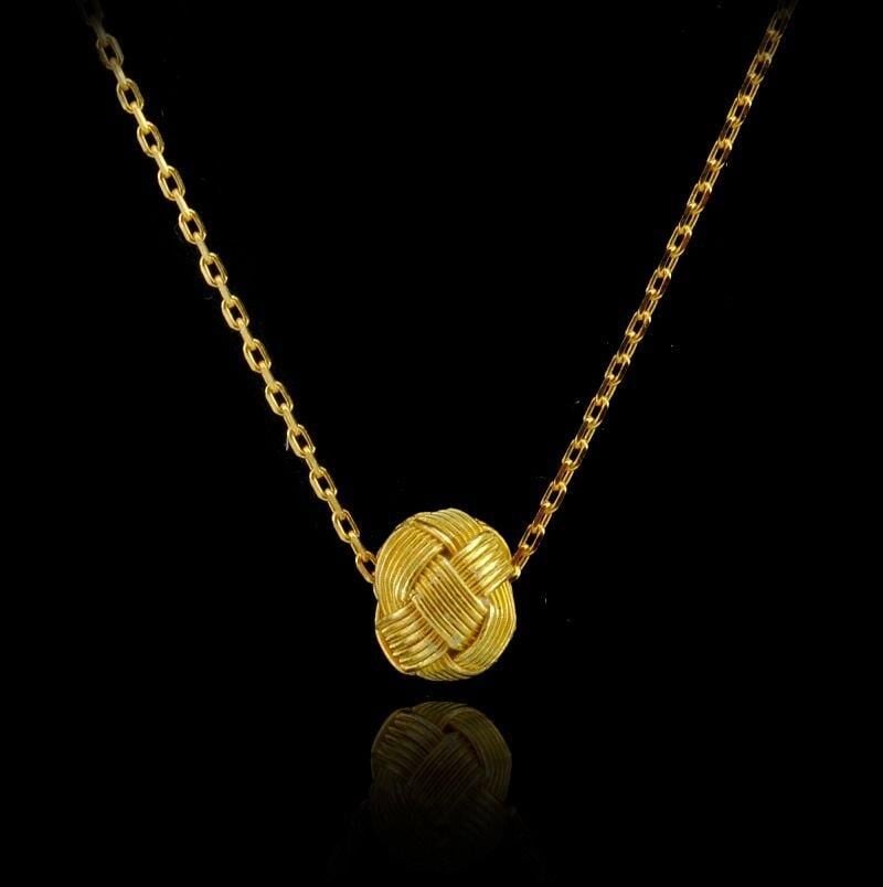 GÜMÜŞ ALTIN KAPLAMA KAZAZİYE TOP KOLYE