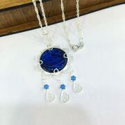 GÜMÜŞ TELKARİ SU SEDEFİ  TAŞLI KOLYE