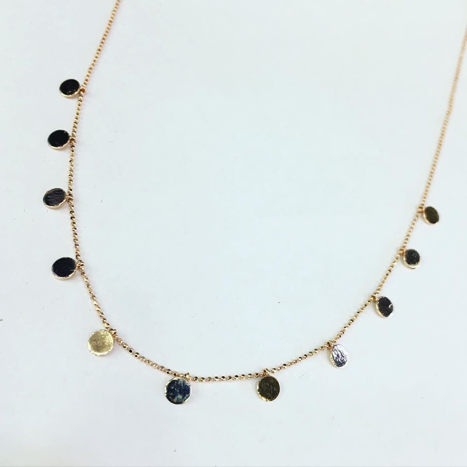 GÜMÜŞ ROSE BRONZ RENK YUVARLAK PULLU KOLYE