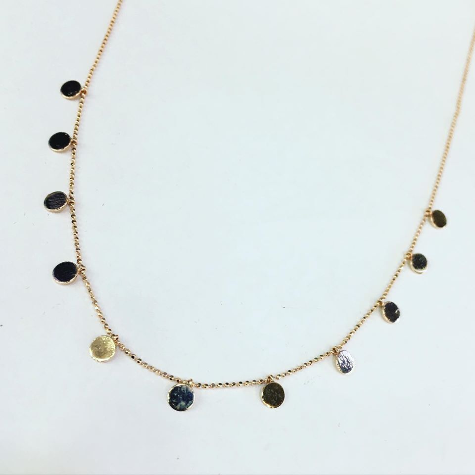 GÜMÜŞ ROSE BRONZ RENK YUVARLAK PULLU KOLYE